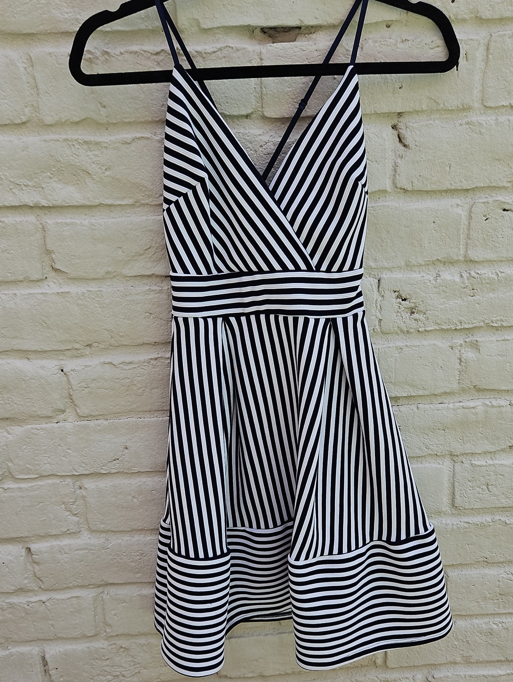 Soprano Navy and White Striped Spaghetti Strap Mini Dress